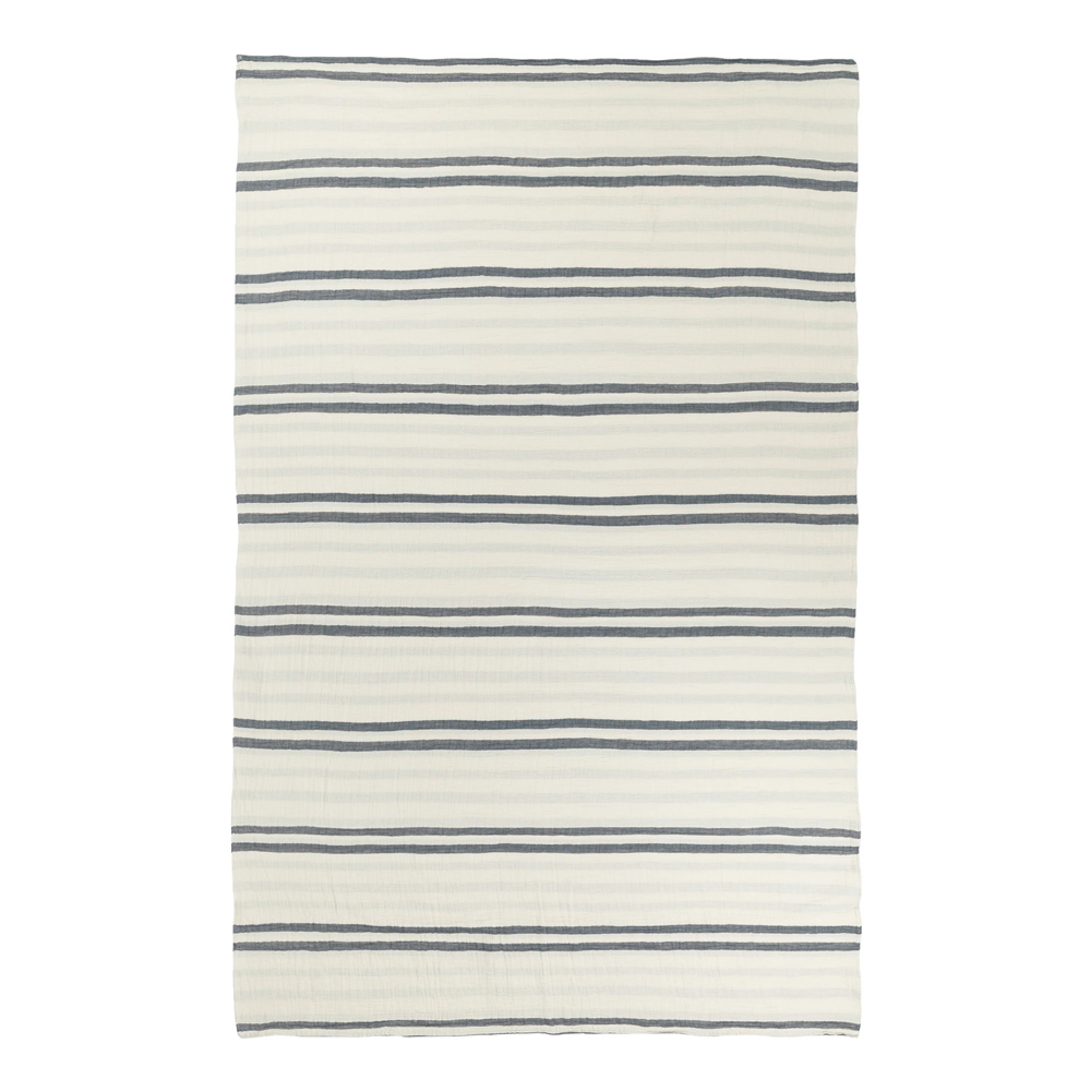 Yard Dusk Blue Woven Stripe Bedspread